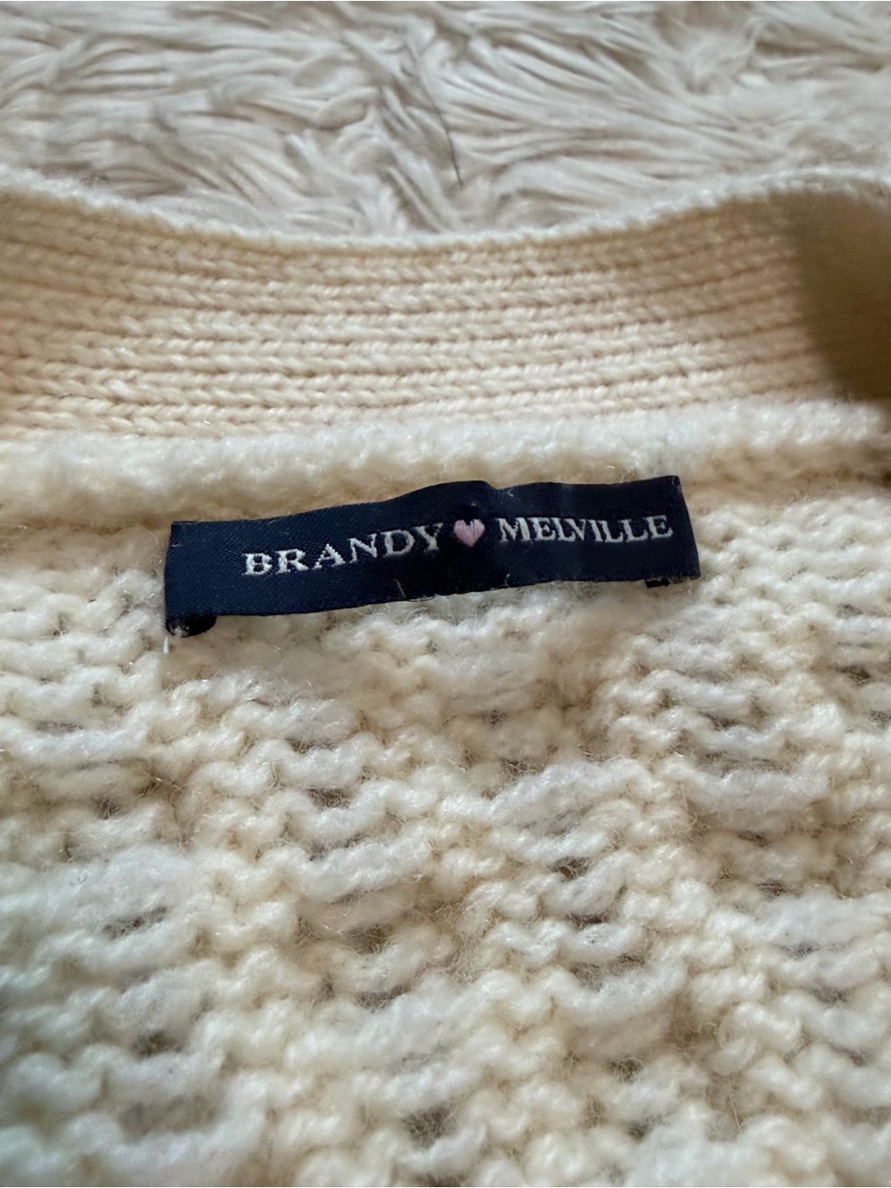 Brandy Melville Eva Wool Cable Knit Cardigan in Cream - One Size - Picture 5 of 7